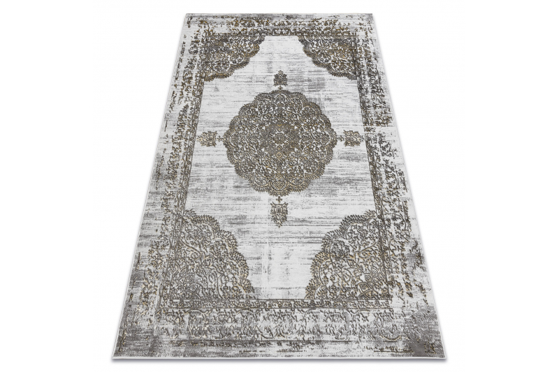 Matto LIRA E1468 Ruusuke, rakenteellinen, moderni, glamour - harmaa / kulta 80x150 cm