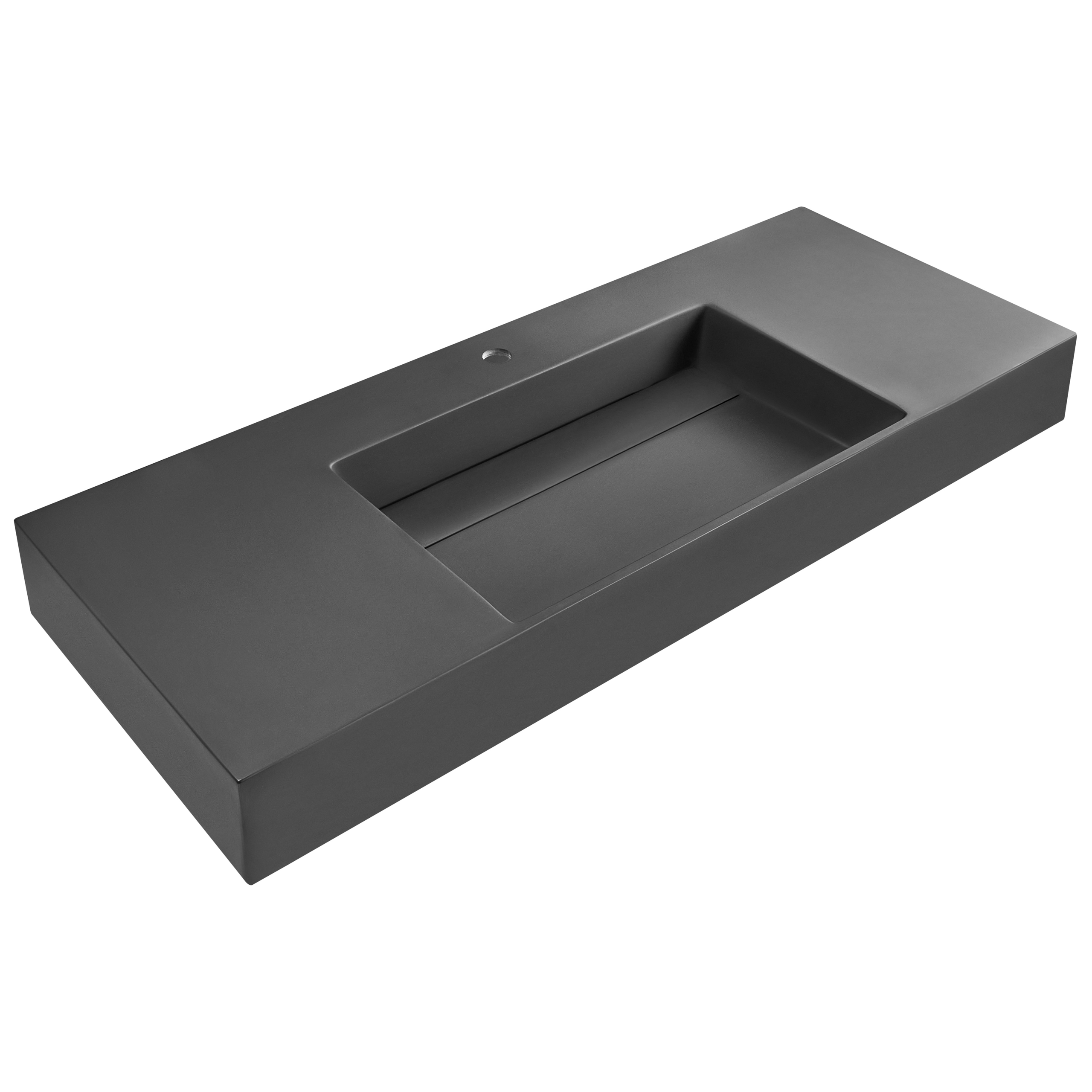 Seinään kiinnitettävä pesuallas CUSCO 120 x 48 cm mineraalivalu Musta