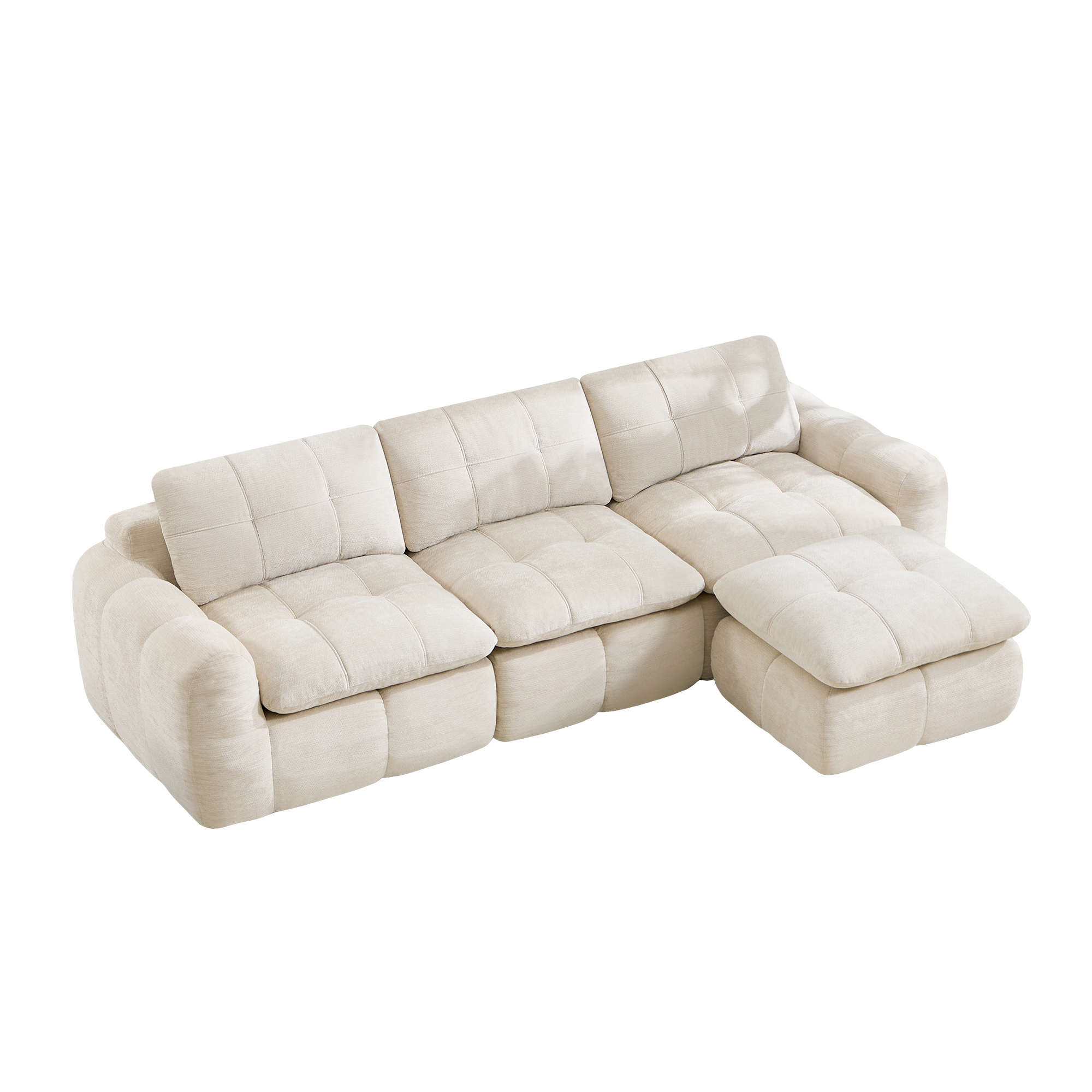 moduulisohva 3-paikkainen beige chenille moderni säilytystilalla varustettu