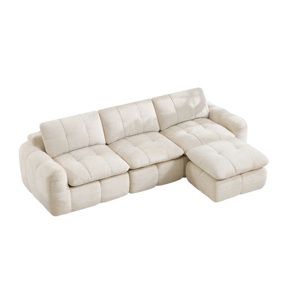 moduulisohva 3-paikkainen beige chenille moderni säilytystilalla varustettu