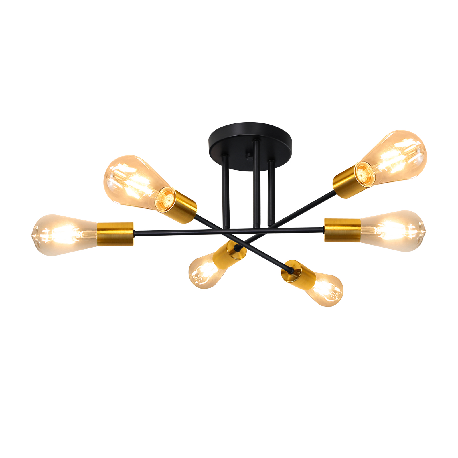 NETTLIFE - kattovalaisin Vintage - valaisin, 6 E27- lamppua, Teollisuusvalaisin Makuuhuone, Retrovalaisin Olohuoneeseen