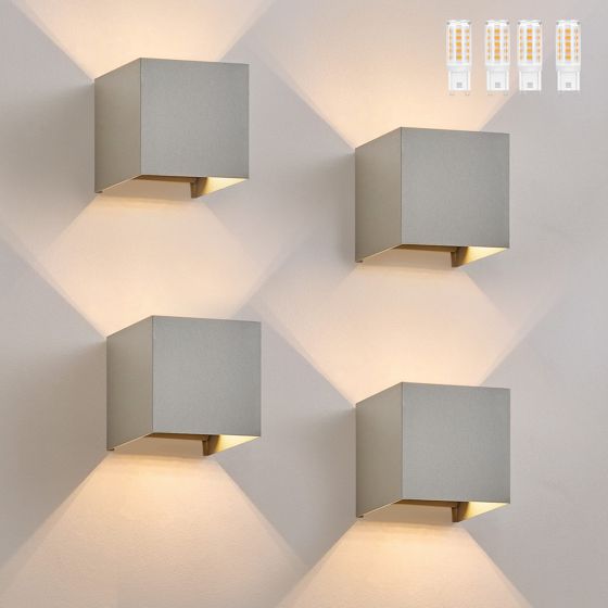 NETTLIFE 4 LED - ulkoseinävalaisimen setti, lämmin valkoinen IP65, antrasiitti, kotiin, porraskäytävään