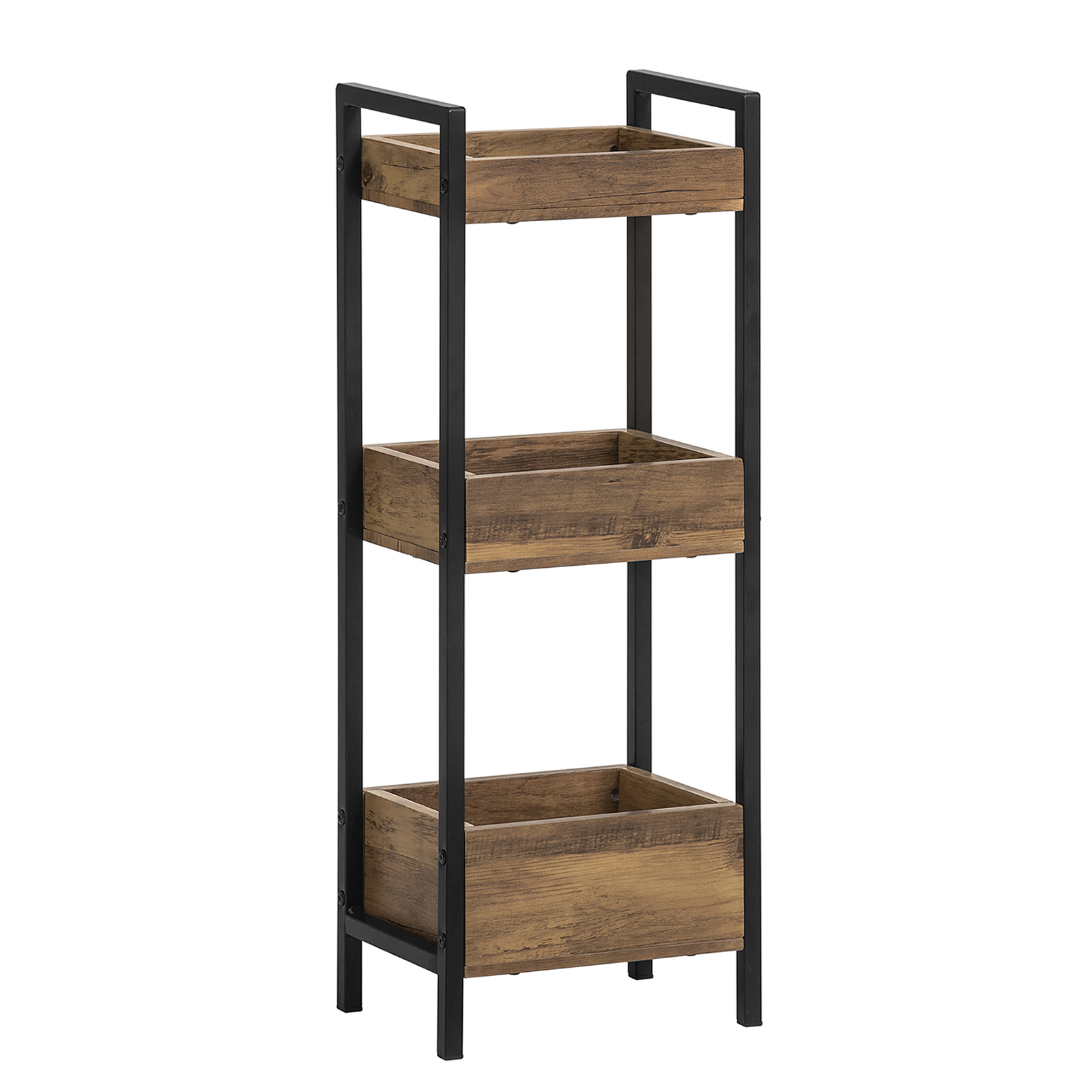 SoBuy Kulmahylly FRG226-F ekologinen 3-hyllyinen metalli/puukuitu