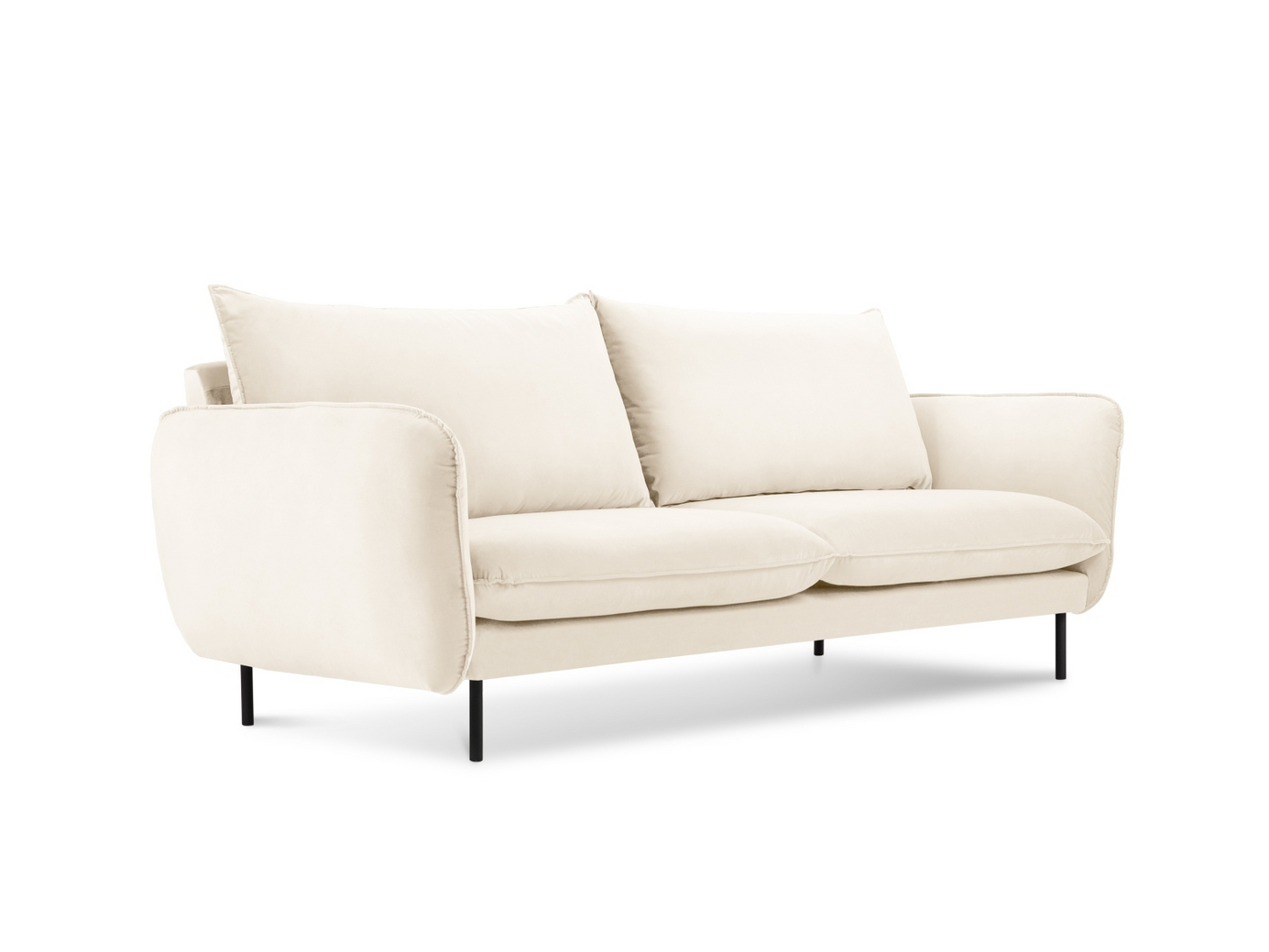 Cosmopolitan Design samettisohva, "Vienna", 2-istuttava, 160 × 92 × 95 cm, Bluvel, mustat metallijalat