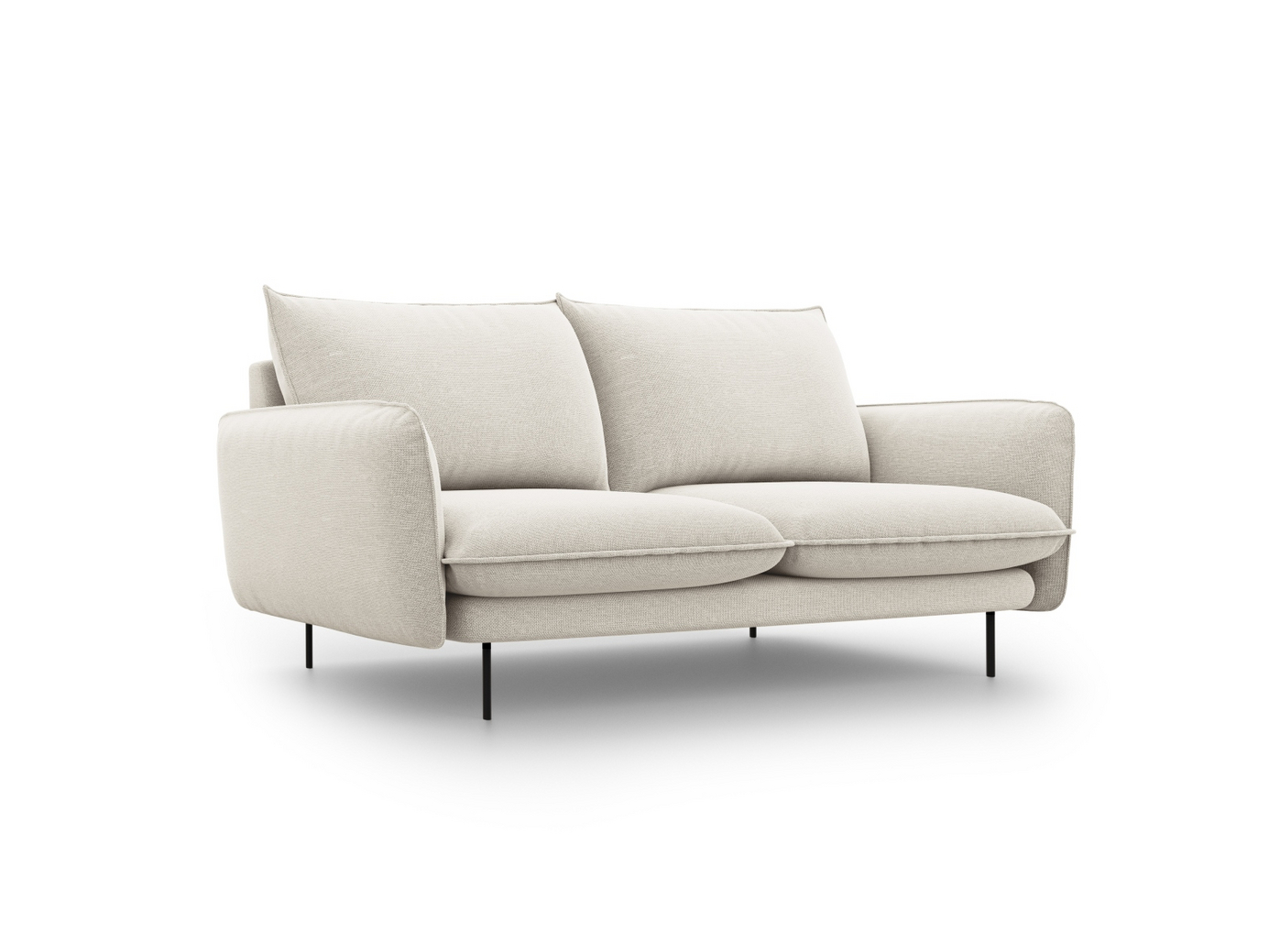 Cosmopolitan Design sohva, "Vienna", 2-istuttava, 160 × 92 × 95 cm, Positano, mustat metallijalat