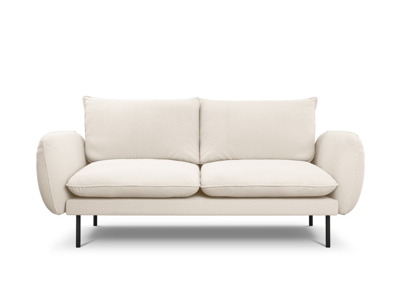 Cosmopolitan Design bouclé-sohva, "Vienna", 2-istuttava, 160 × 92 × 95 cm, Ascot, mustat metallijalat