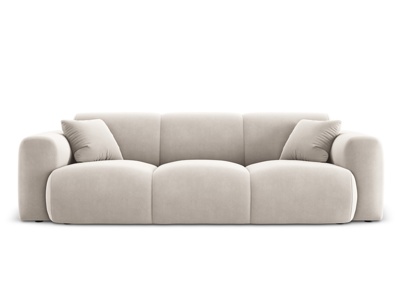 Cosmopolitan Design samettisohva, "Nolio", 3-istuttava, 235 × 95 × 72 cm, Casino, mustat muovijalat