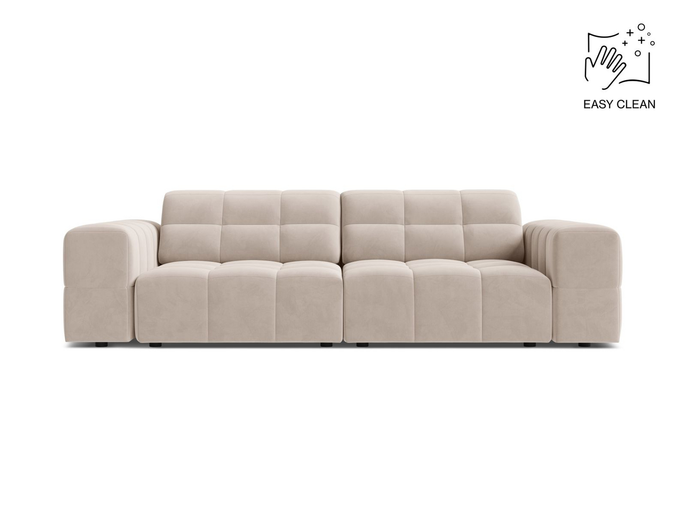 Cosmopolitan Design samettisohva, "Chicago", 3-istuttava, 212 × 102 × 78 cm, Venus, mustat muovijalat