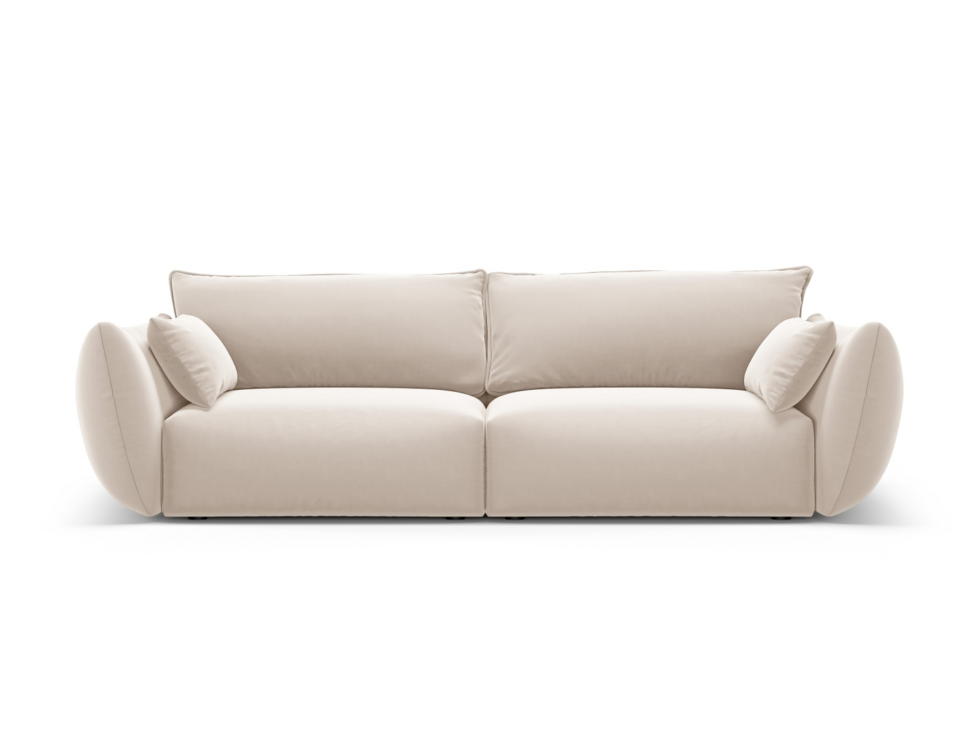 Cosmopolitan Design samettisohva, "Matera", 3-istuttava, 208 × 110 × 85 cm, Salvador, mustat muovijalat