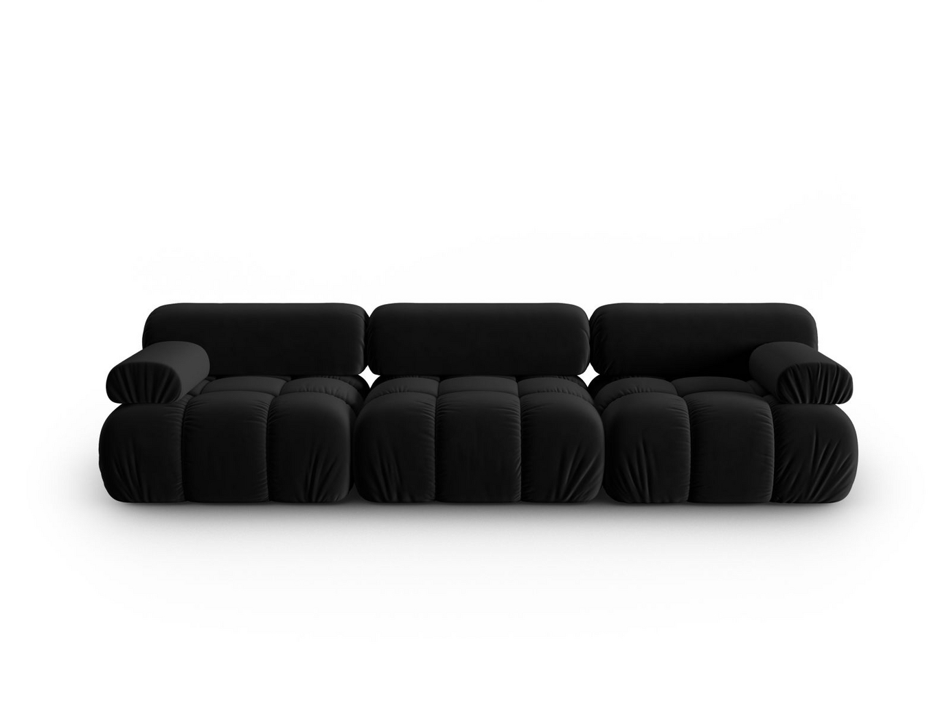 Cosmopolitan Design samettimoduulisohva, "Cortina", 3-istuttava, 282 × 94 × 70 cm, Bluvel, mustat muovijalat