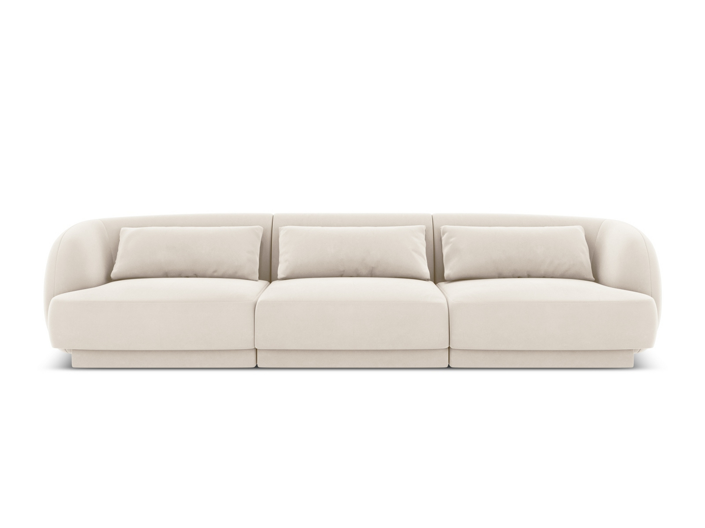 Cosmopolitan Design samettisohva, "Tulum", 3-istuttava, 255 × 90 × 70 cm, Bluvel, mustat muovijalat