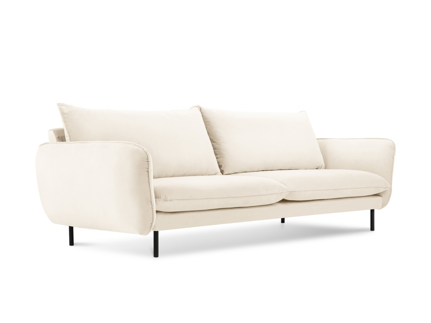 Cosmopolitan Design samettisohva, "Vienna", 3-istuttava, 200 × 92 × 95 cm, Bluvel, mustat metallijalat