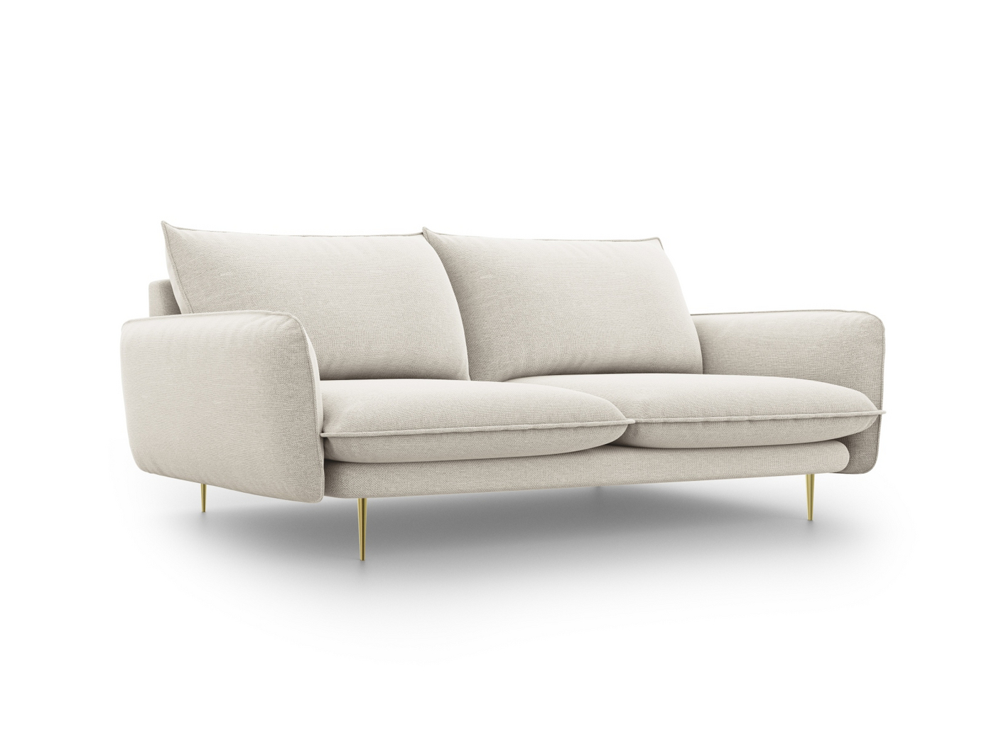 Cosmopolitan Design sohva, "Vienna", 3-istuttava, 200 × 92 × 95 cm, Positano, kullanväriset metallijalat