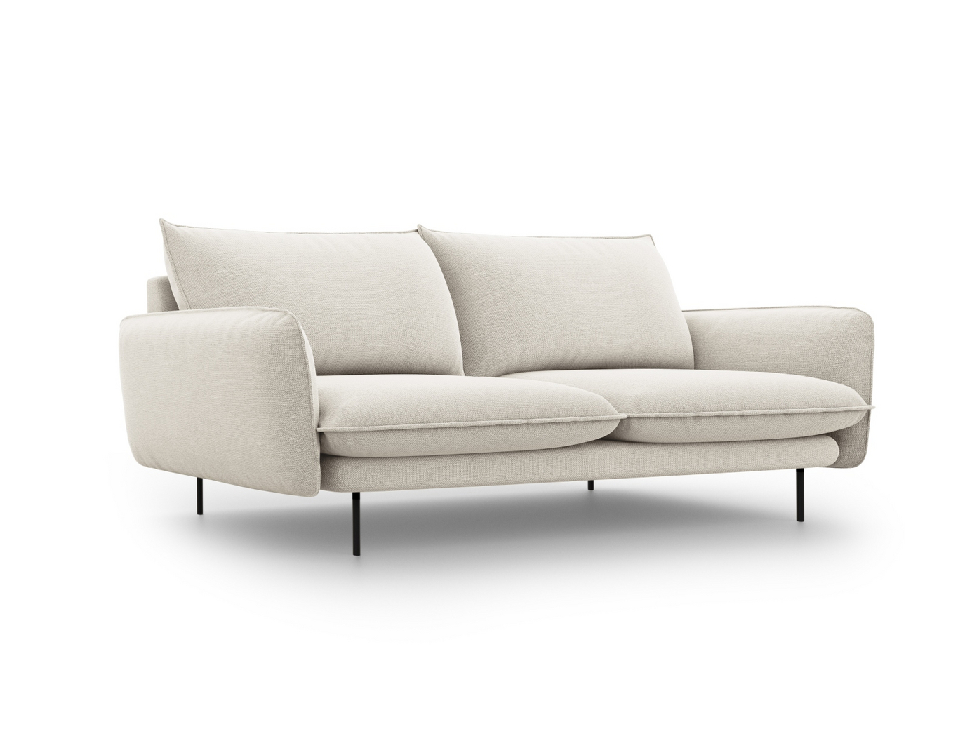 Cosmopolitan Design sohva, "Vienna", 3-istuttava, 200 × 92 × 95 cm, Positano, mustat metallijalat