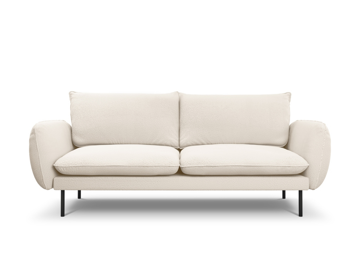 Cosmopolitan Design bouclé-sohva, "Vienna", 3-istuttava, 200 × 92 × 95 cm, Ascot, mustat metallijalat