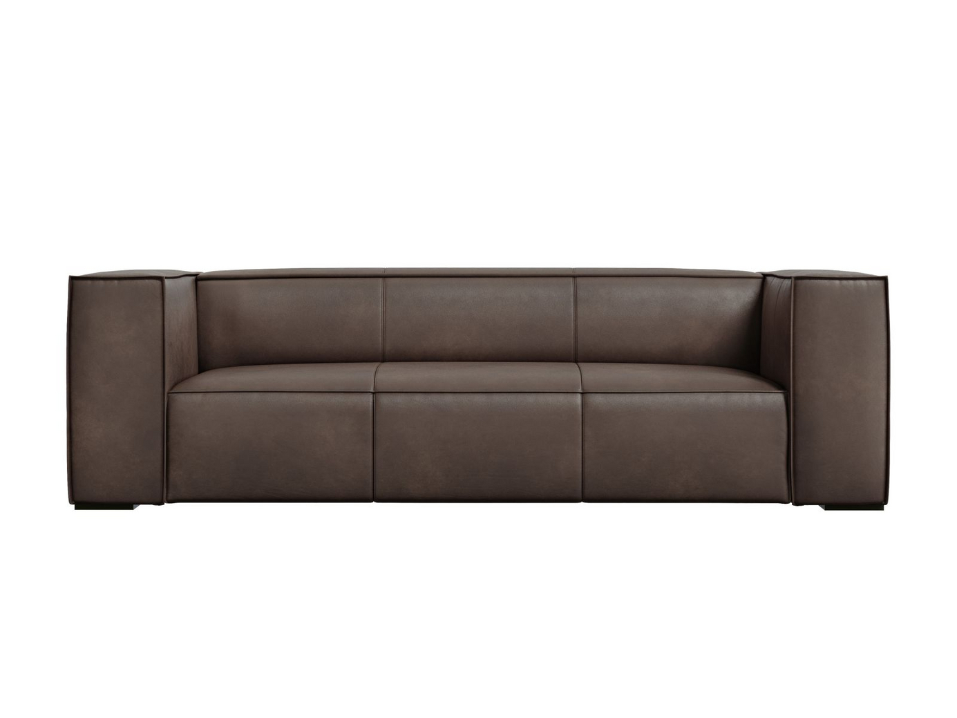 Cosmopolitan Design nahka sohva, "Turin", 3-istuttava, 227 × 100 × 68 cm, Granada, mustat pyökkijalat