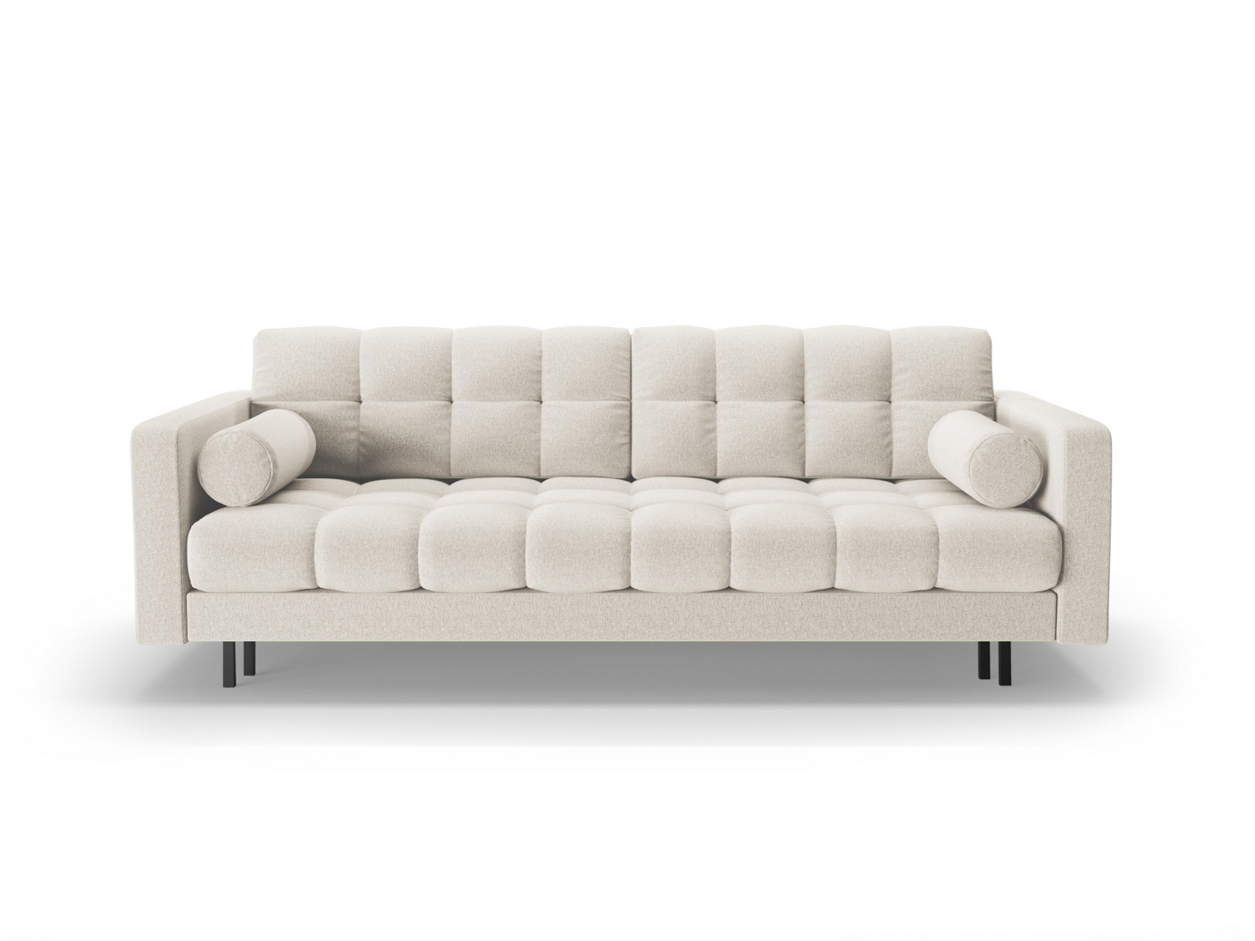 Cosmopolitan Design vuodesohva säilytystilalla, "Bali", 3-istuttava, 222 × 84 × 105 cm, Neve, mustat metallijalat