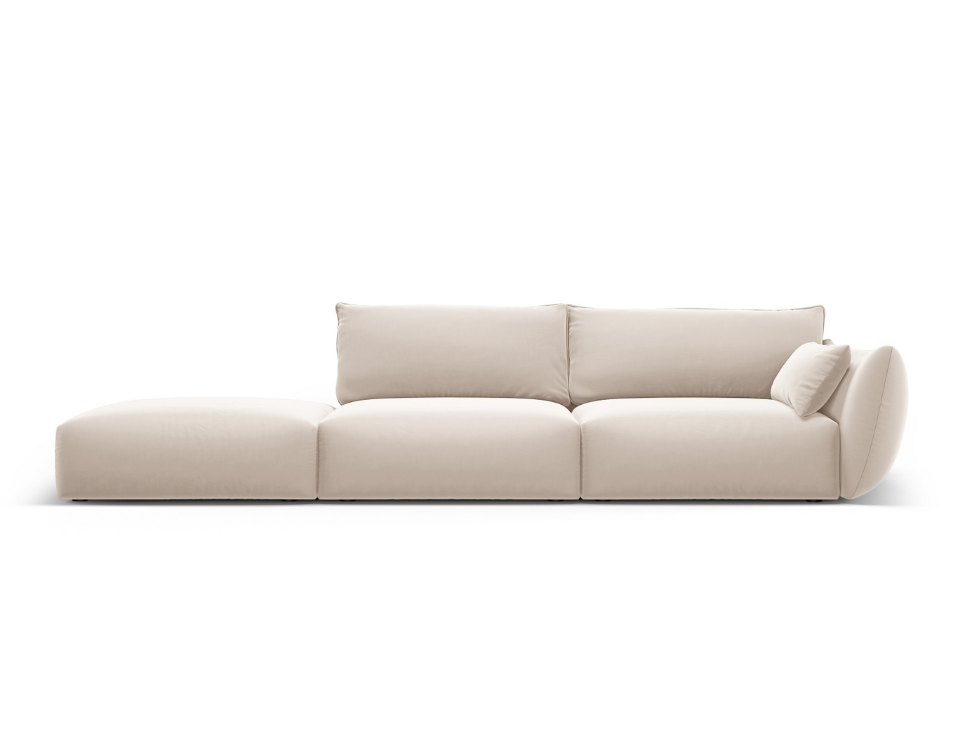 Cosmopolitan Design vasenkätinen samettisohva, "Matera", 4-istuttava, 264 × 110 × 85 cm, Salvador, mustat muovijalat