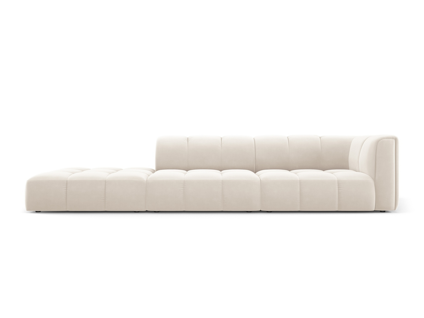 Cosmopolitan Design vasenkätinen samettimoduulisohva, "Moritz", 4-istuttava, 293 × 96 × 70 cm, Bluvel, mustat muovijalat