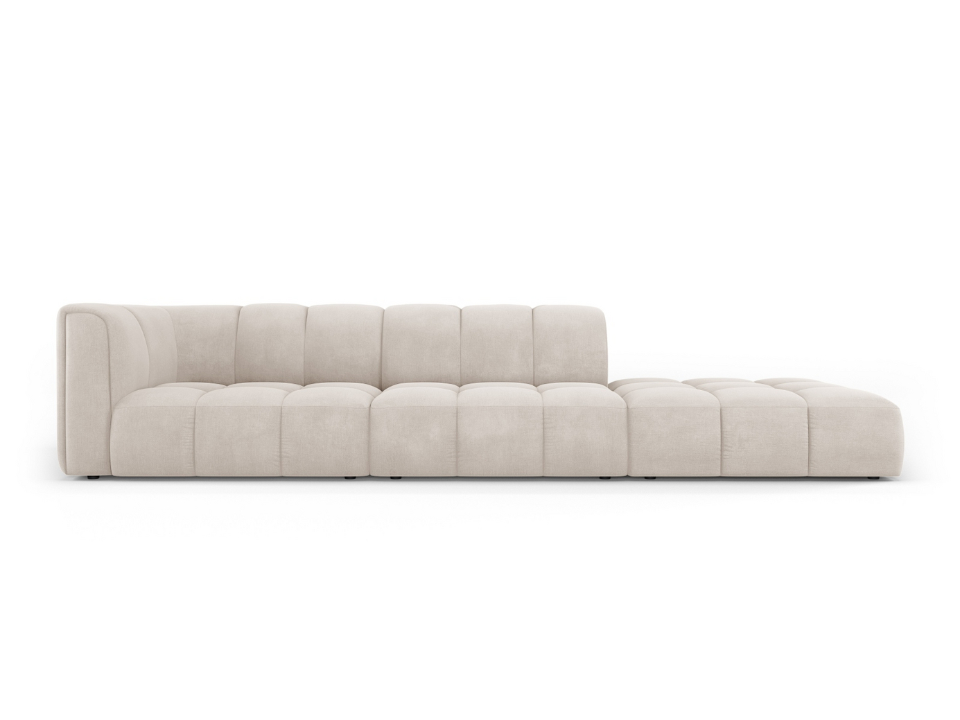 Cosmopolitan Design oikeakätinen moduulisohva, "Moritz", 4-istuttava, 293 × 96 × 70 cm, Rebel, mustat muovijalat
