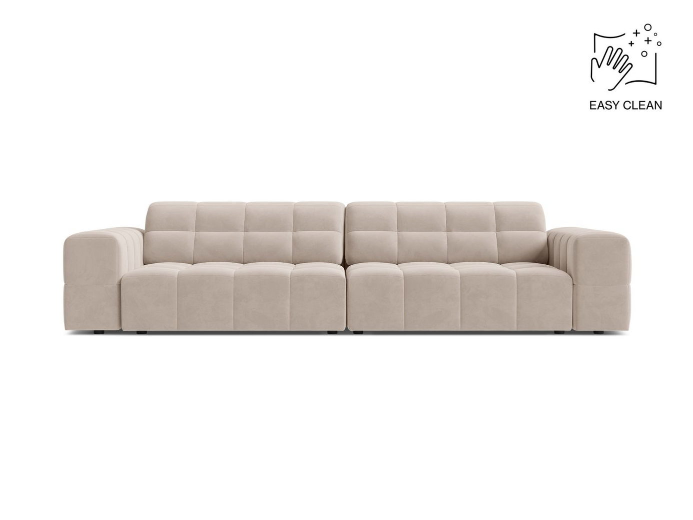 Cosmopolitan Design samettisohva, "Chicago", 4-istuttava, 252 × 102 × 78 cm, Venus, mustat muovijalat