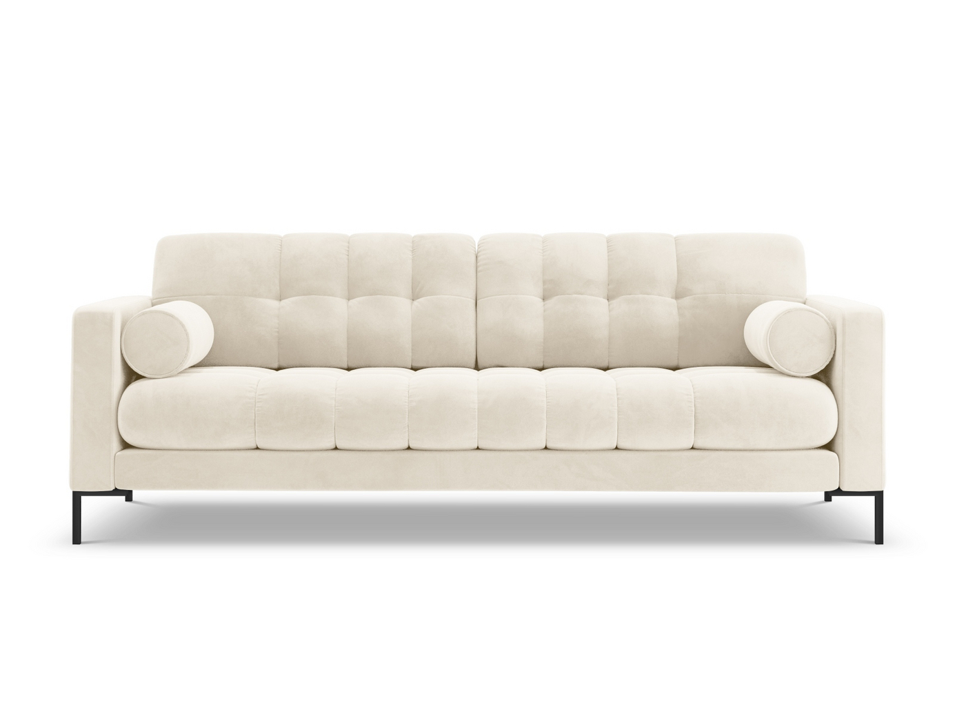 Cosmopolitan Design samettisohva, "Bali", 4-istuttava, 217 × 96 × 75 cm, Bluvel, mustat metallijalat