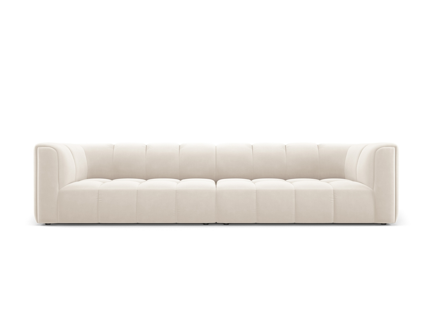Cosmopolitan Design samettimoduulisohva, "Moritz", 4-istuttava, 286 × 96 × 70 cm, Bluvel, mustat muovijalat