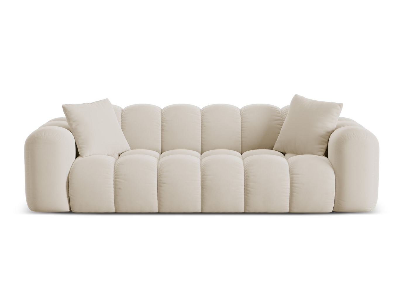 Cosmopolitan Design samettisohva, "Treno", 4-istuttava, 240 × 94 × 70 cm, Bluvel, mustat muovijalat
