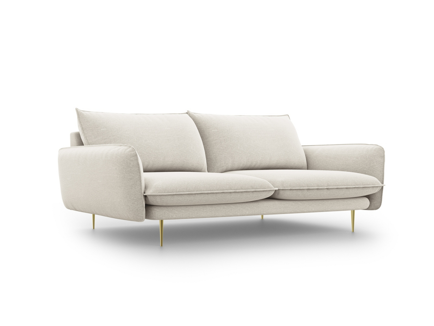 Cosmopolitan Design sohva, "Vienna", 4-istuttava, 230 × 92 × 95 cm, Positano, kullanväriset metallijalat