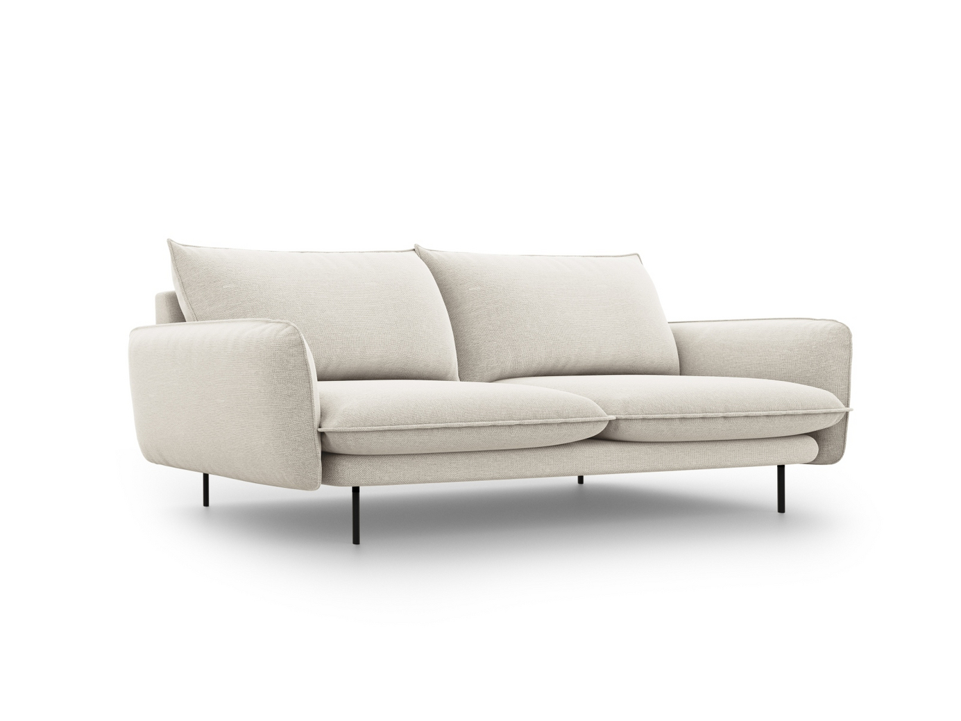 Cosmopolitan Design sohva, "Vienna", 4-istuttava, 230 × 92 × 95 cm, Positano, mustat metallijalat