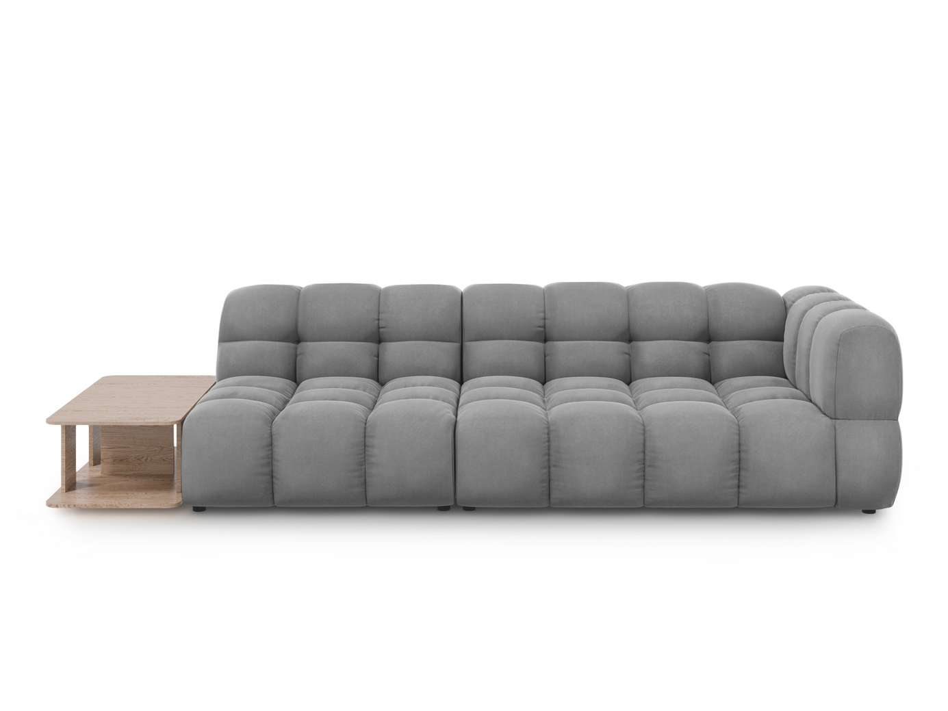 Cosmopolitan Design vasenkätinen samettimoduulisohva, "Sky", 4-istuttava, 297 × 102 × 70 cm, Casino, mustat muovijalat