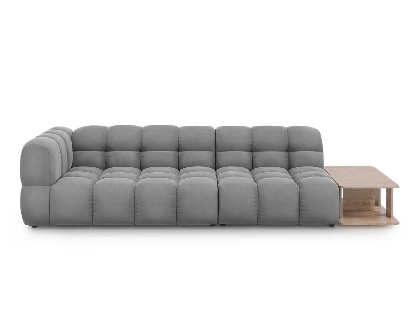 Cosmopolitan Design oikeakätinen samettimoduulisohva, "Sky", 4-istuttava, 297 × 102 × 70 cm, Casino, mustat muovijalat