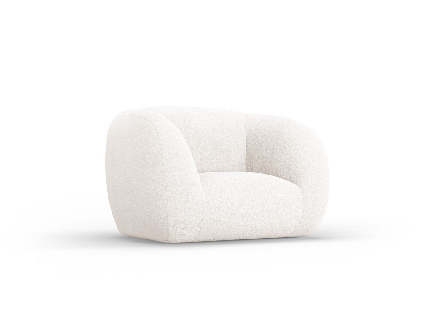 Cosmopolitan Design bouclé-nojatuoli, "Essen", 1-istuttava, 130 × 95 × 86 cm, Baloo, mustat muovijalat