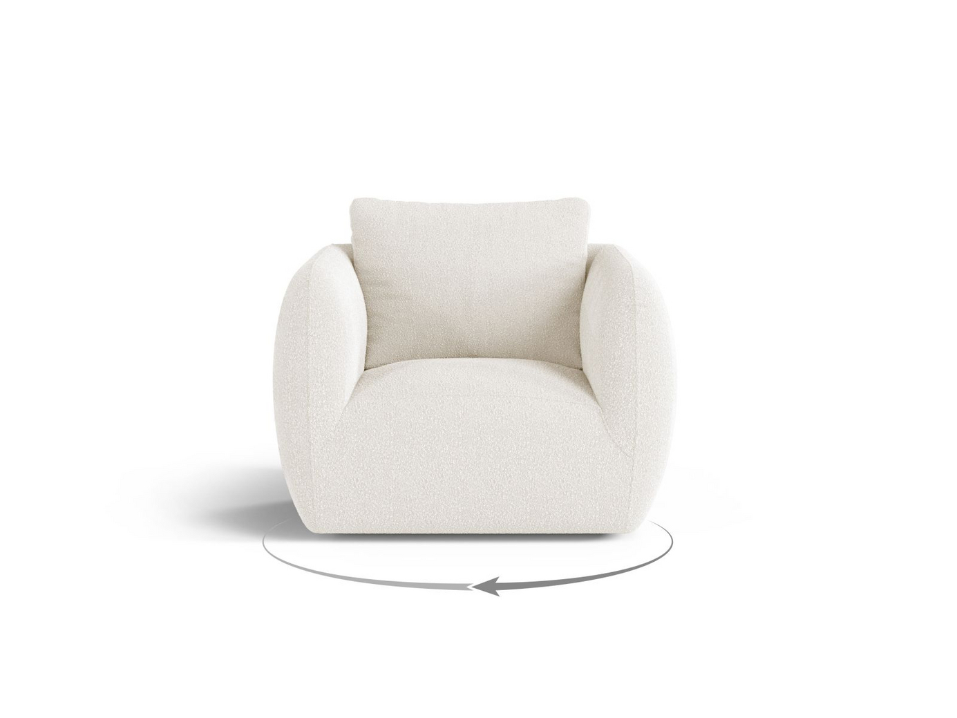 Cosmopolitan Design bouclé-nojatuoli, Nimes, 1-istuttava, 95,5 × 87 × 80 cm, Baloo, hopeanväriset metallijalat