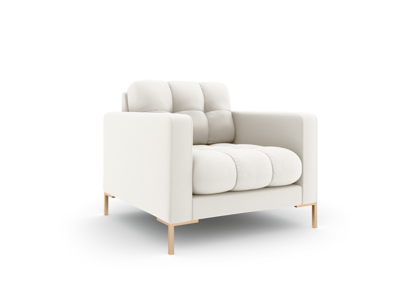 Cosmopolitan Design nojatuoli, "Bali", 1-istuttava, 87 × 96 × 75 cm, Neve, kullanväriset metallijalat