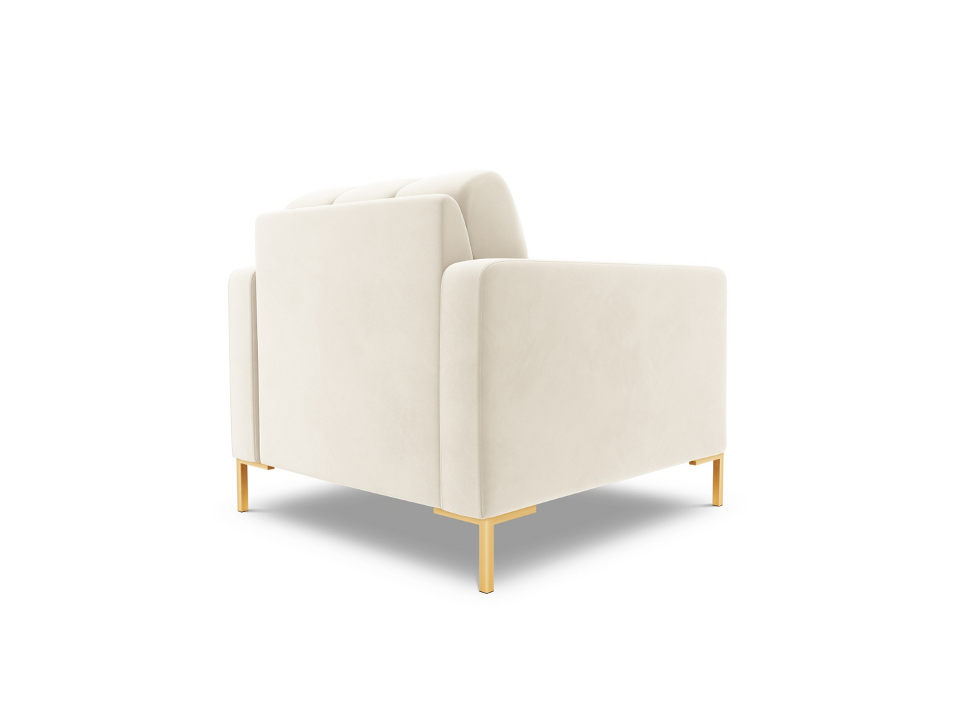 Cosmopolitan Design samettinojatuoli, "Bali", 1-istuttava, 87 × 96 × 75 cm, Bluvel, kullanväriset metallijalat