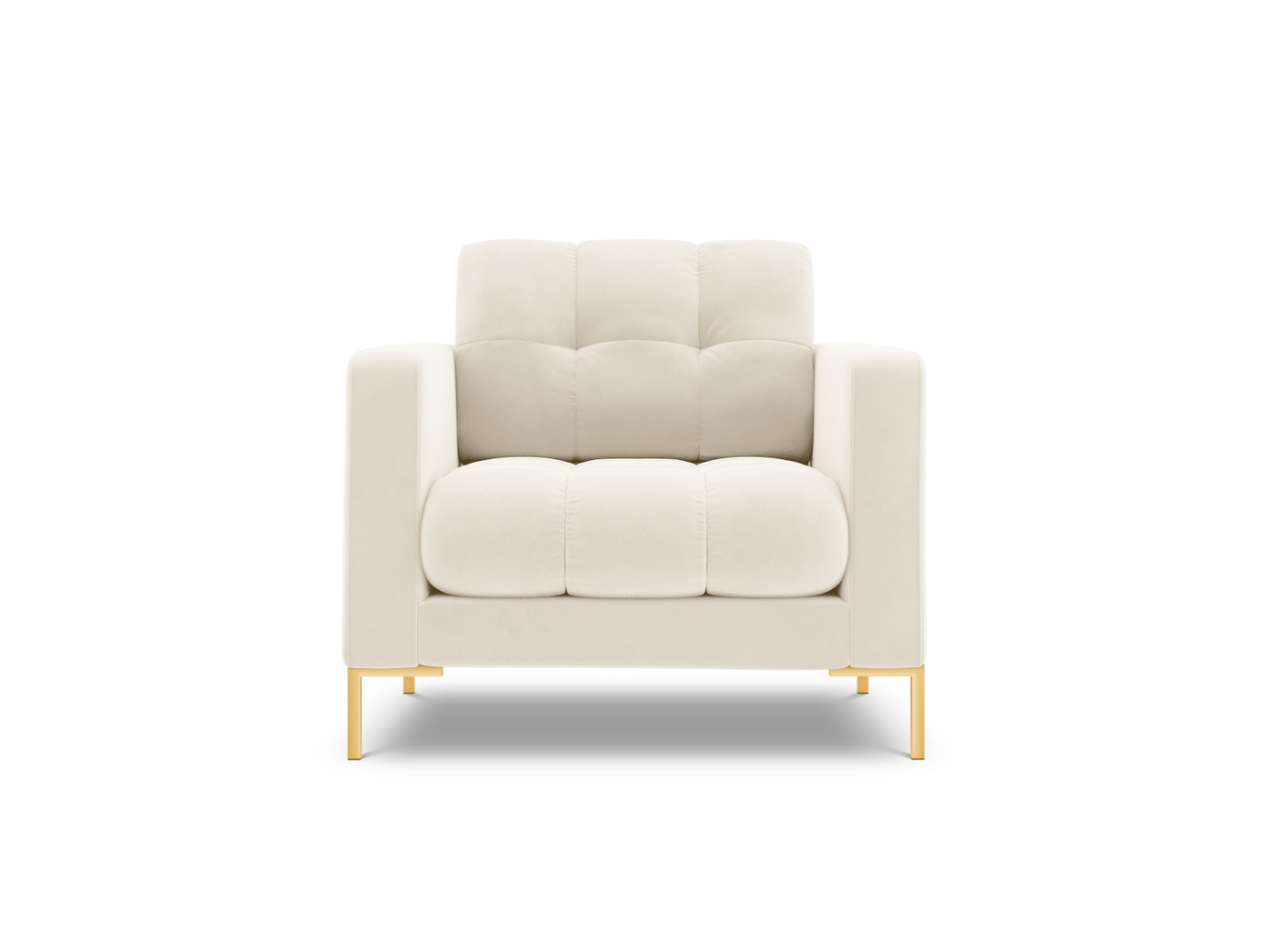 Cosmopolitan Design samettinojatuoli, Bali, 1-istuttava, 87 × 96 × 75 cm, Bluvel, kullanväriset metallijalat