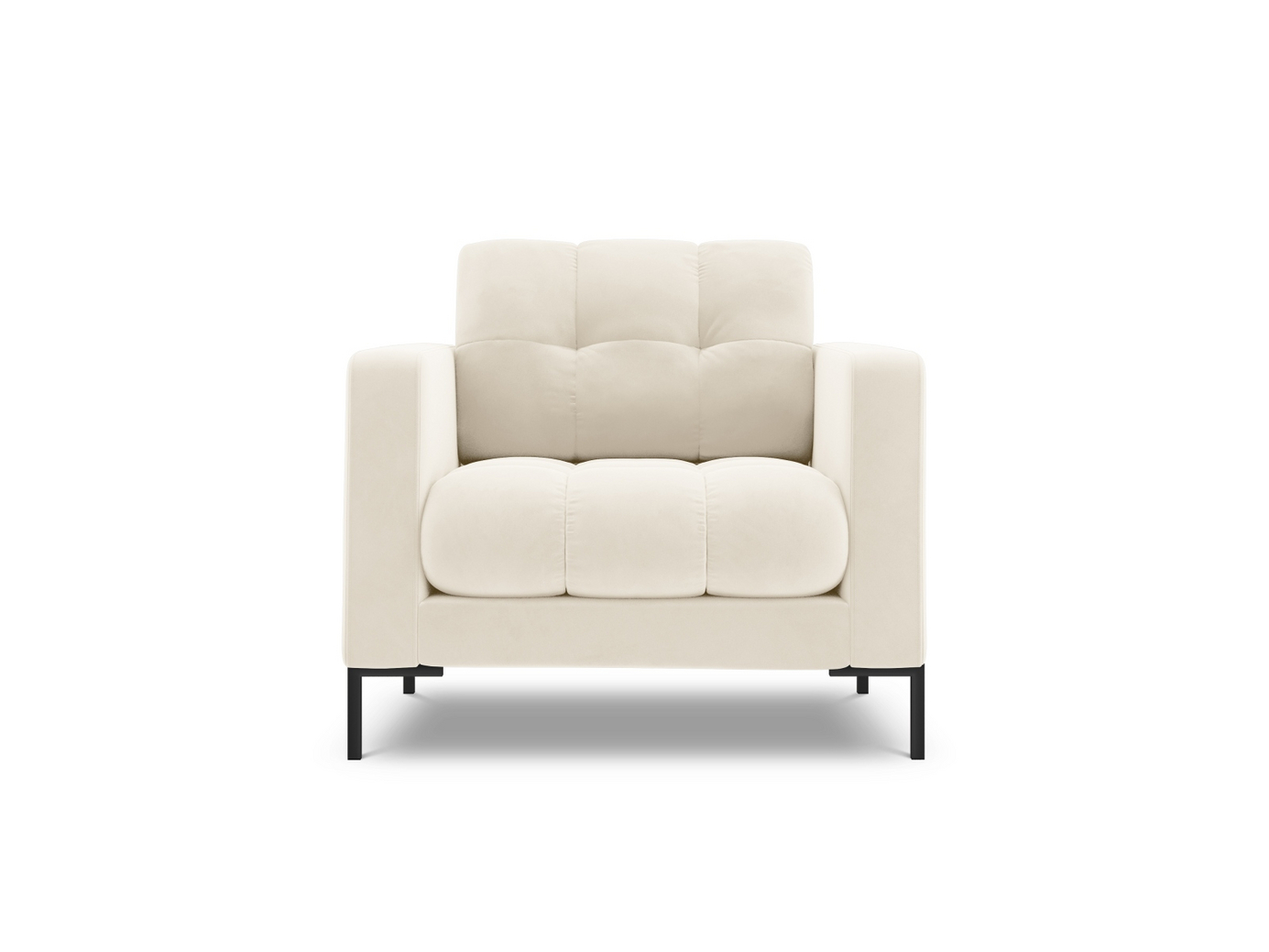 Cosmopolitan Design samettinojatuoli, Bali, 1-istuttava, 87 × 96 × 75 cm, Bluvel, mustat metallijalat