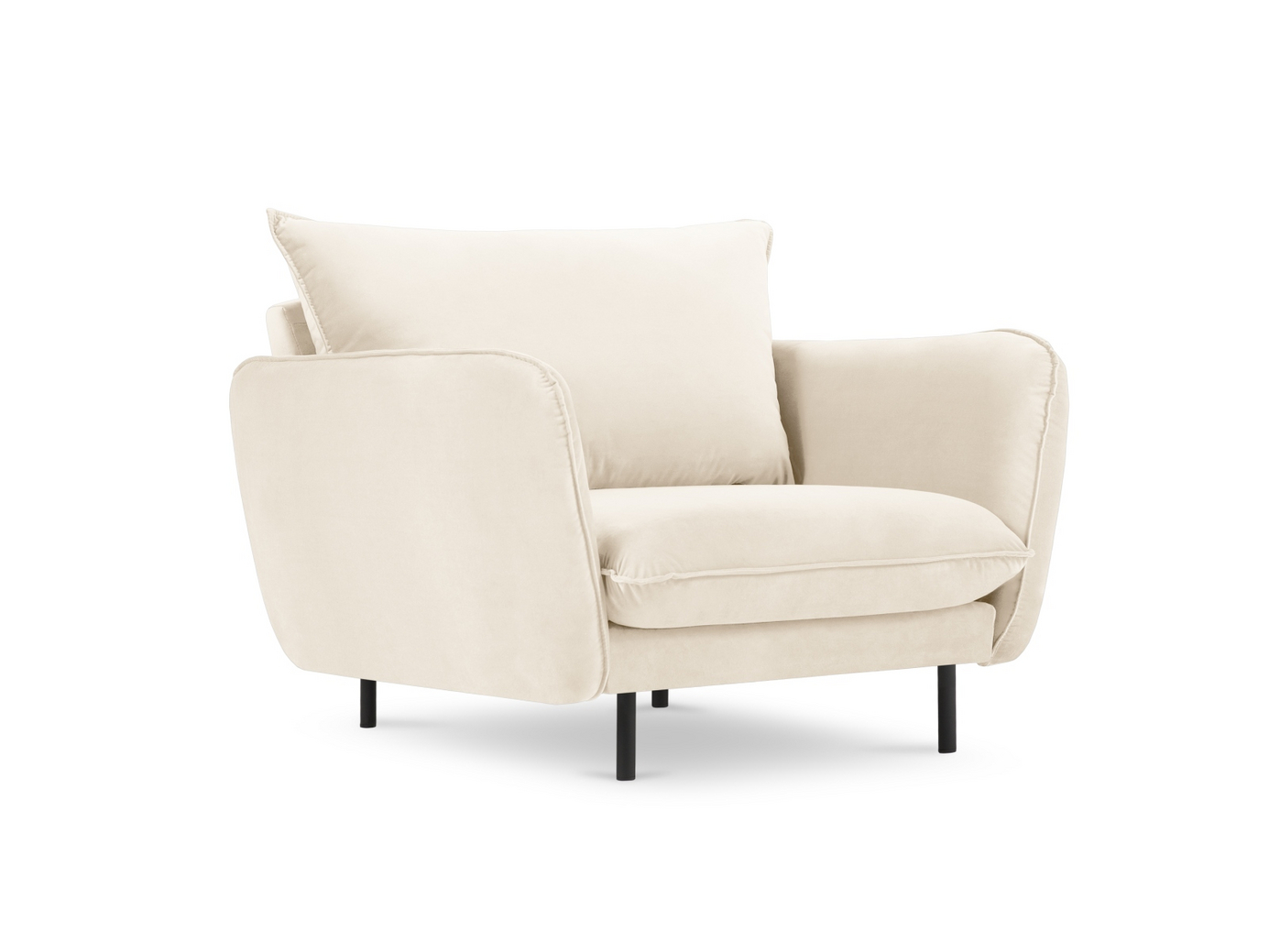 Cosmopolitan Design samettinojatuoli, Vienna, 1-istuttava, 97 × 94 × 95 cm, Bluvel, mustat metallijalat
