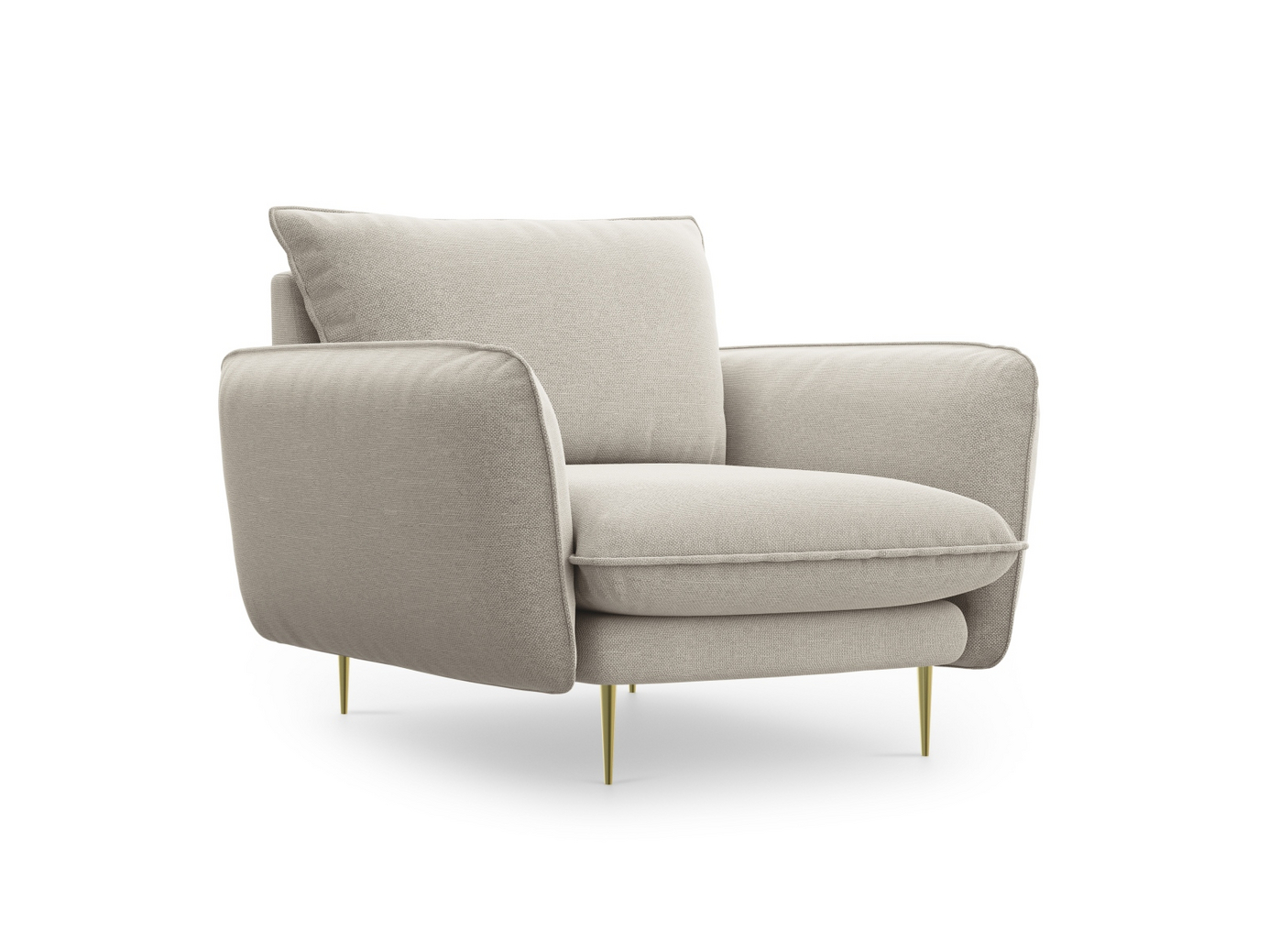 Cosmopolitan Design nojatuoli, Vienna, 1-istuttava, 97 × 94 × 95 cm, Positano, kullanväriset metallijalat