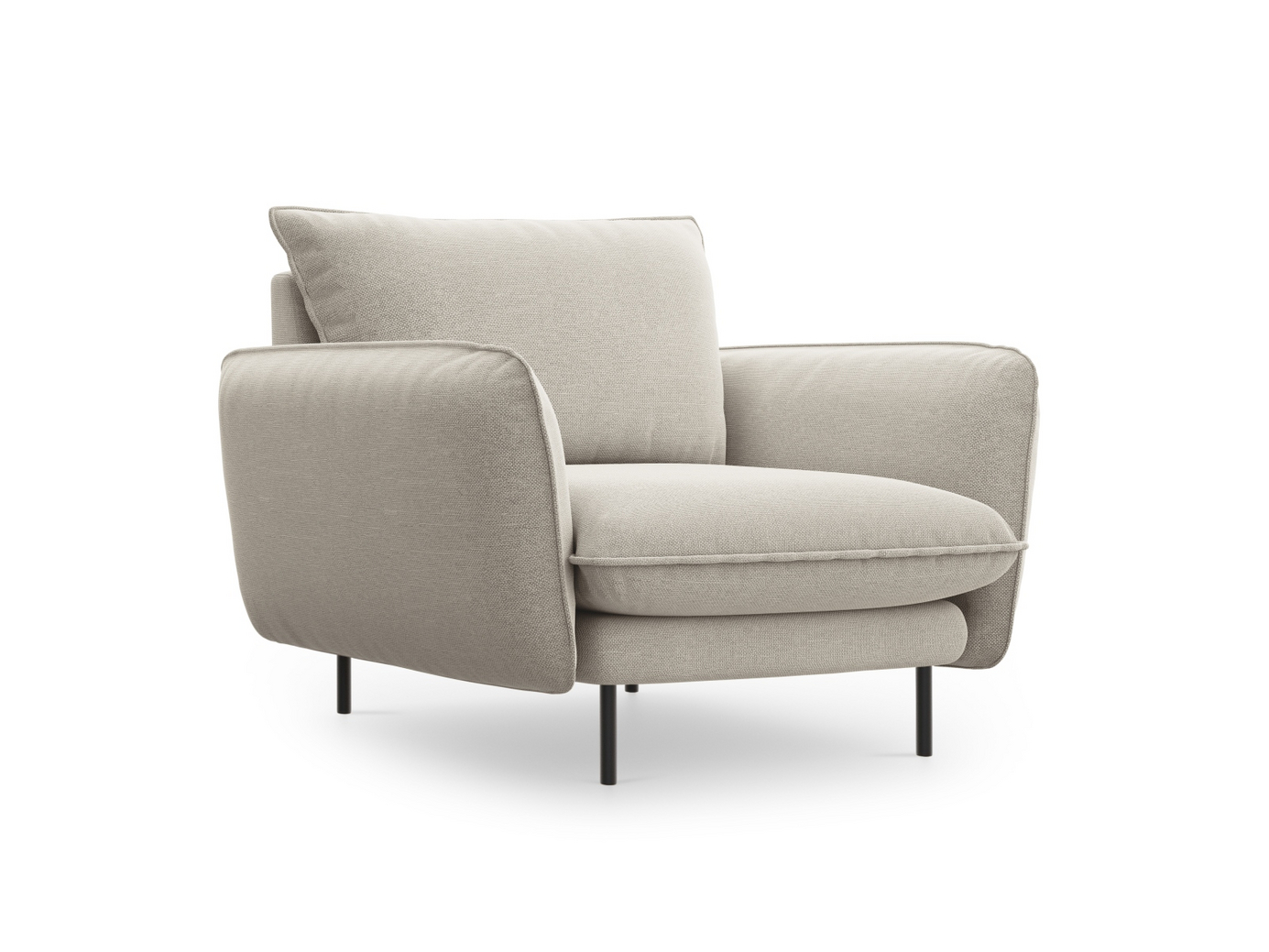 Cosmopolitan Design nojatuoli, Vienna, 1-istuttava, 97 × 94 × 95 cm, Positano, mustat metallijalat