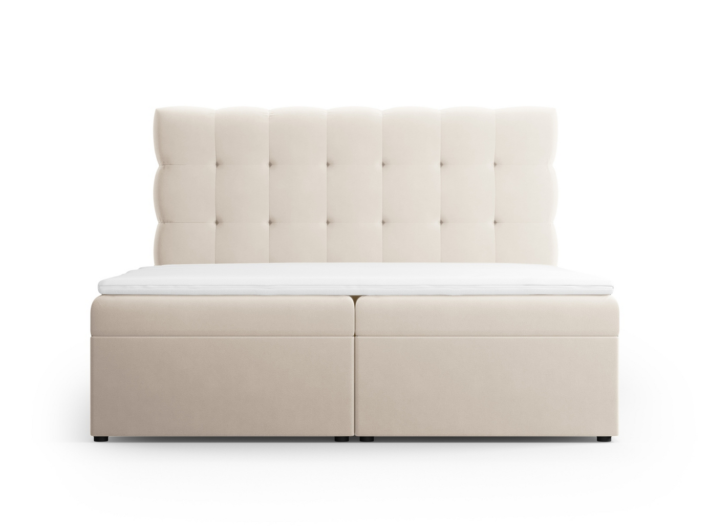 Cosmopolitan Design kontinentaalisänky, "Bali", 140 × 210 × 125 cm, Bluvel, mustat muovijalat