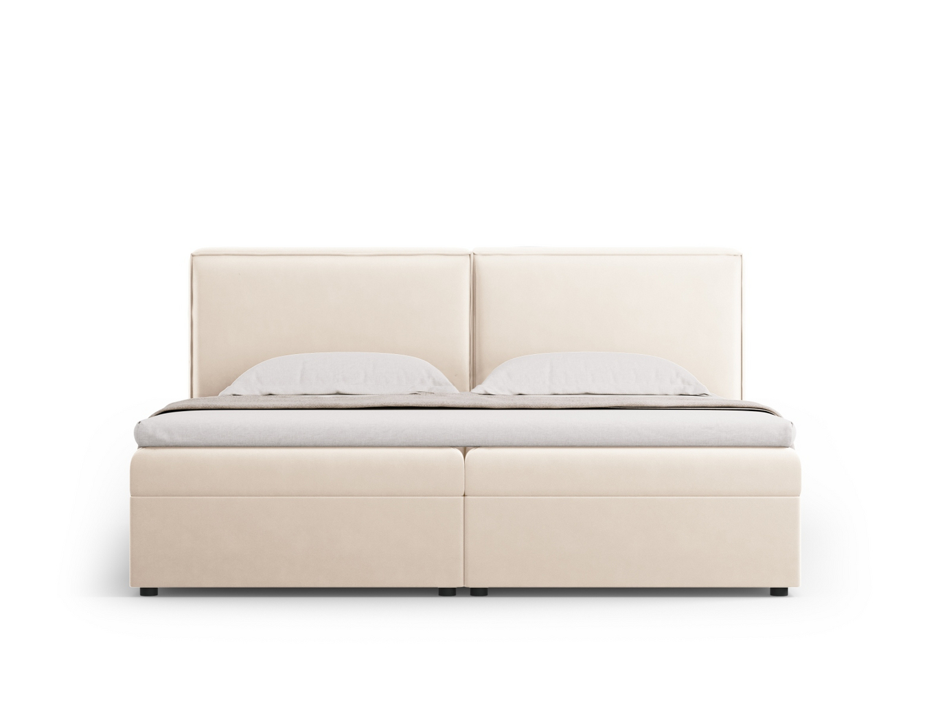 Cosmopolitan Design kontinentaalisänky, "Arendal", 186 × 210 × 100 cm, Bluvel, mustat muovijalat