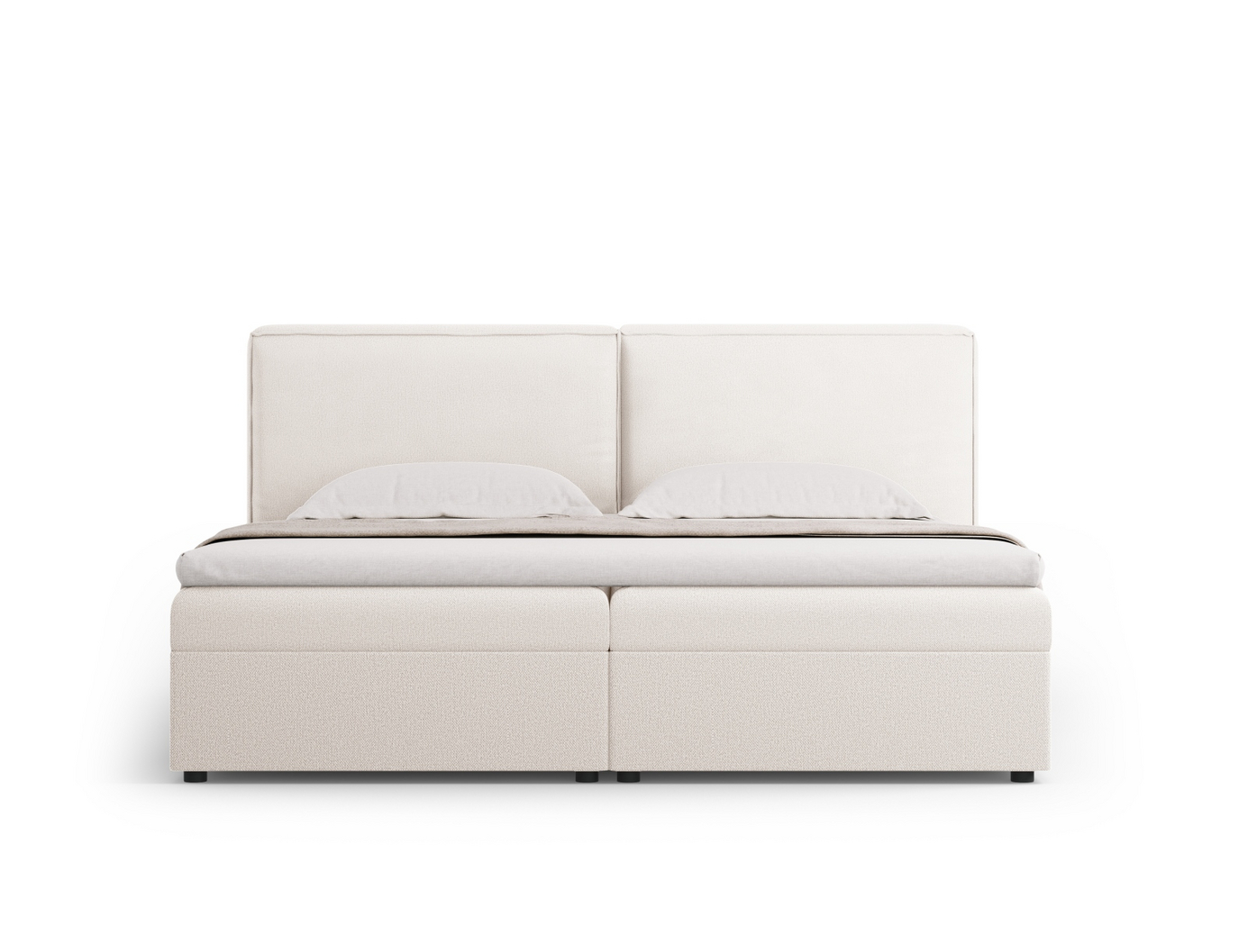 Cosmopolitan Design kontinentaalisänky, "Arendal", 206 × 210 × 100 cm, Megan, mustat muovijalat