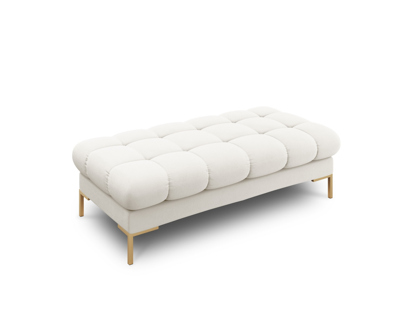 Cosmopolitan Design penkki, "Bali", 2-istuttava, 133 × 62 × 40 cm, Neve, kullanväriset metallijalat