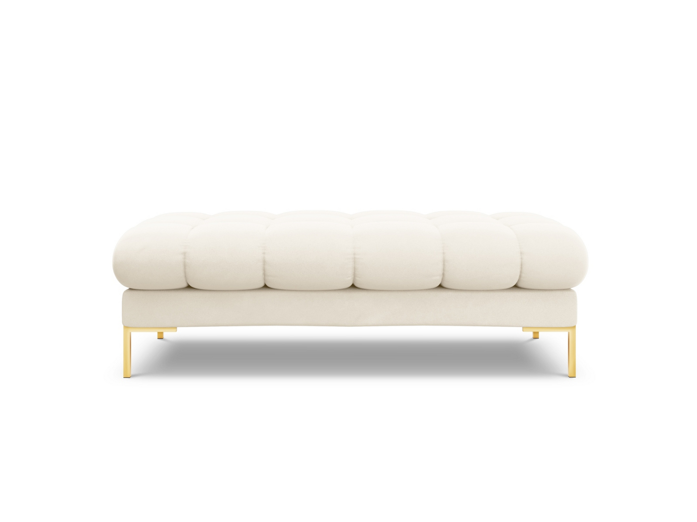 Cosmopolitan Design samettipenkki, "Bali", 2-istuttava, 133 × 62 × 40 cm, Bluvel, kullanväriset metallijalat