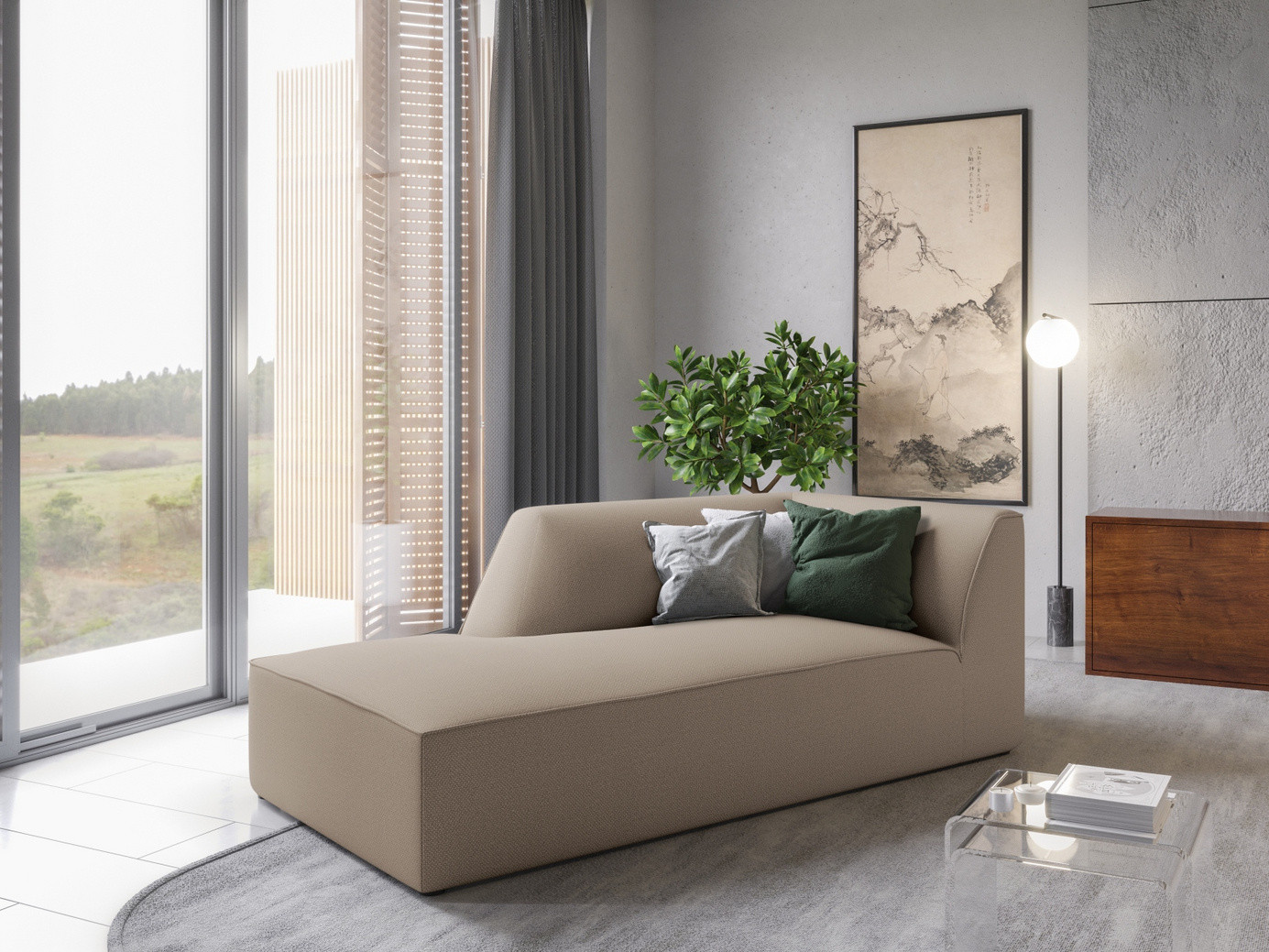 Cosmopolitan Design vasenkätinen divaani, "Siena", 1-istuttava, 93 × 181 × 69 cm, Ottawa, mustat muovijalat