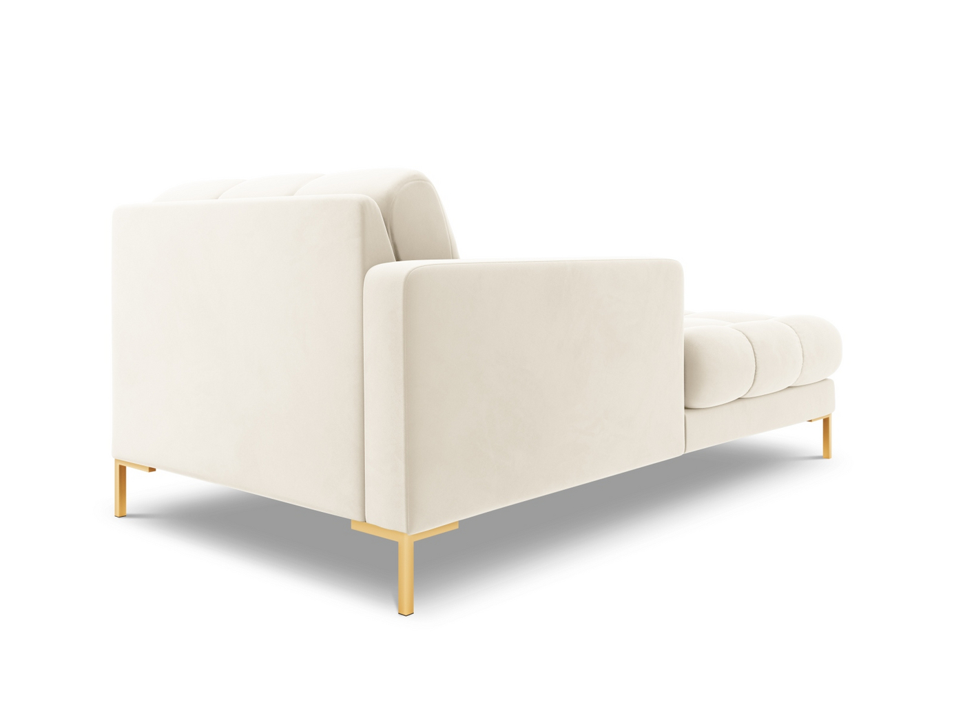 Cosmopolitan Design vasenkätinen samettidivaani, "Bali", 1-istuttava, 102 × 185 × 75 cm, Bluvel, kullanväriset metallijalat