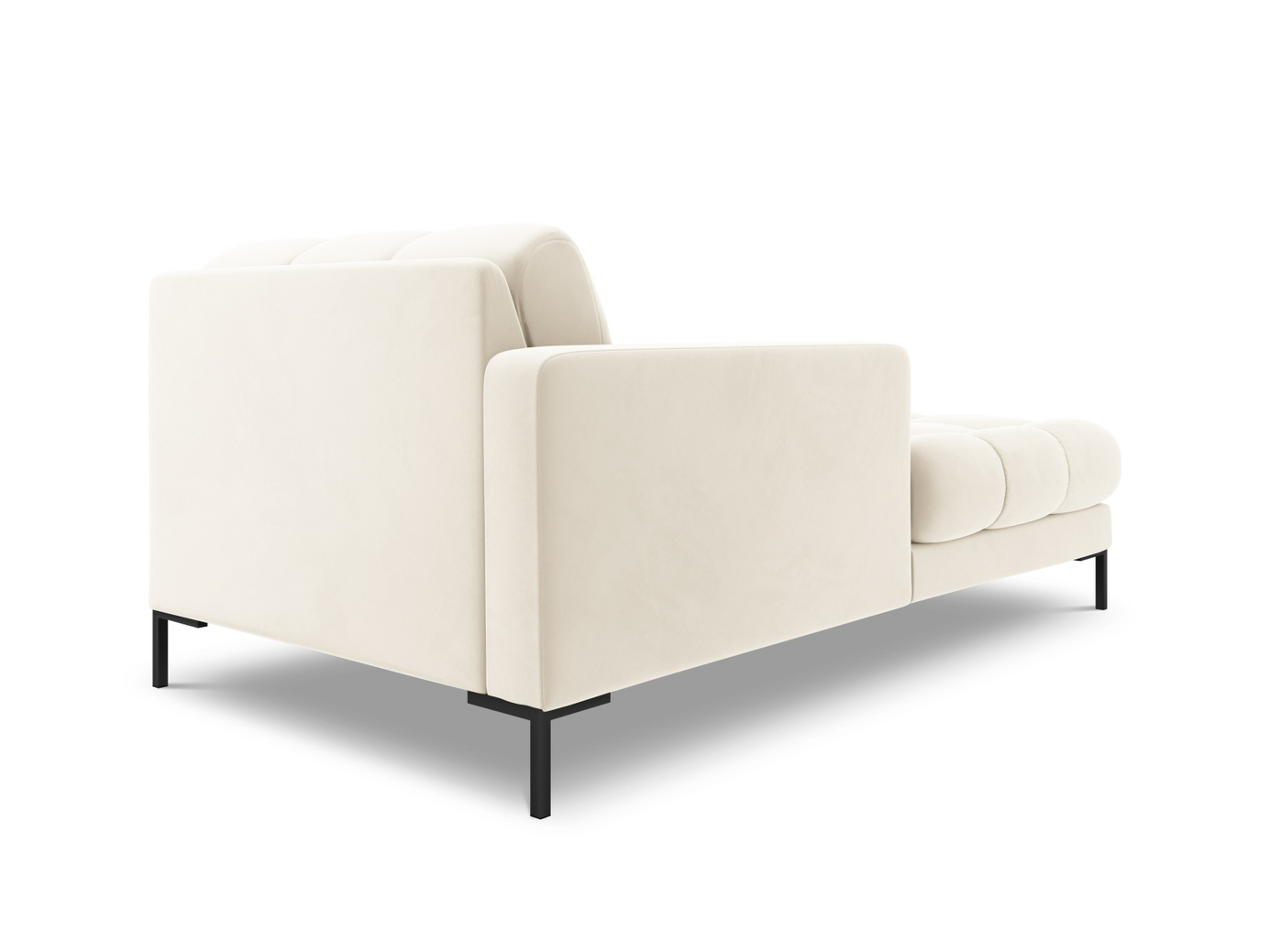 Cosmopolitan Design vasenkätinen samettidivaani, "Bali", 1-istuttava, 102 × 185 × 75 cm, Bluvel, mustat metallijalat