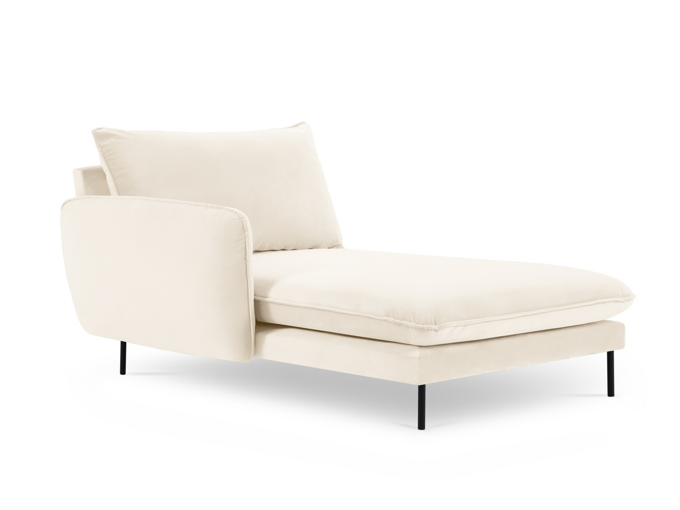 Cosmopolitan Design vasenkätinen samettidivaani, "Vienna", 1-istuttava, 110 × 170 × 95 cm, Bluvel, mustat metallijalat